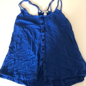blue button down tank top